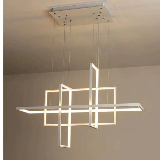 Rectangular Lamp Creative Art Geometric Chandelier Modern Simple Living Room Bedroom Dining Lamps