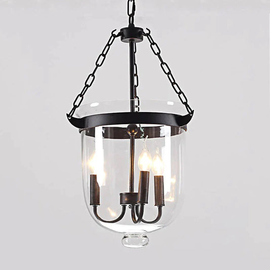 Round American Country Glass Chandelier Candle Lamp Bucket Pendant