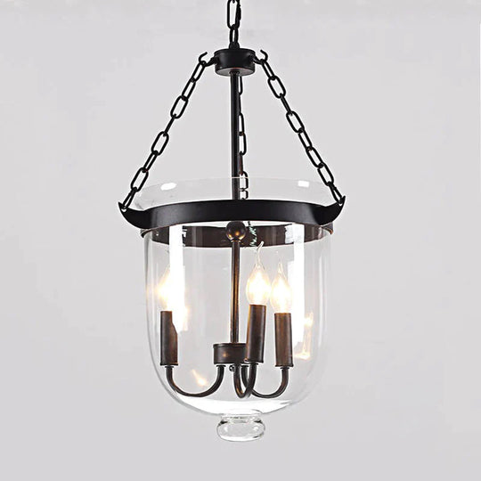 Round American Country Glass Chandelier Candle Lamp Bucket Pendant