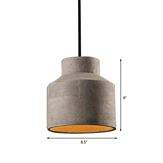 Adele - Industrial 1 Light Cement Pendant Lighting Adjustable Cord Grey