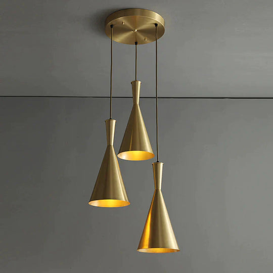 Bedroom Bedside Copper Personality Simple Cafe Bar Single Head Three Restaurant Chandelier Pendant