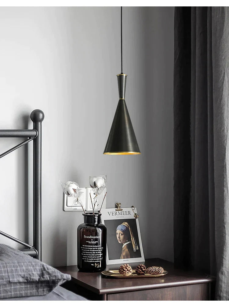 Bedroom Bedside Copper Personality Simple Cafe Bar Single Head Three Restaurant Chandelier Pendant