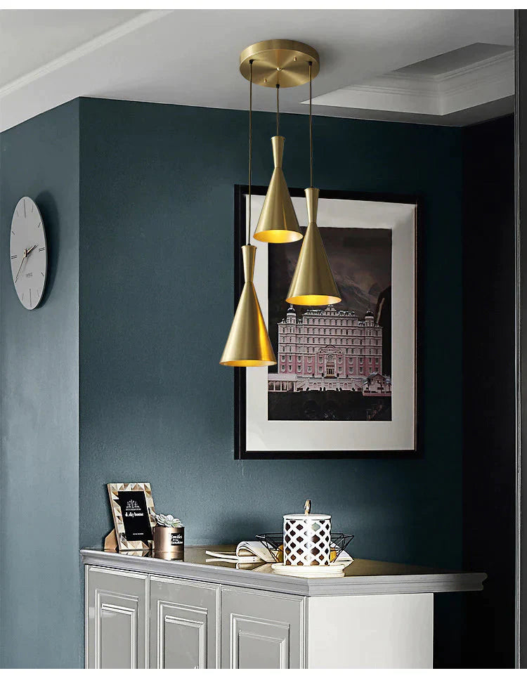 Bedroom Bedside Copper Personality Simple Cafe Bar Single Head Three Restaurant Chandelier Pendant