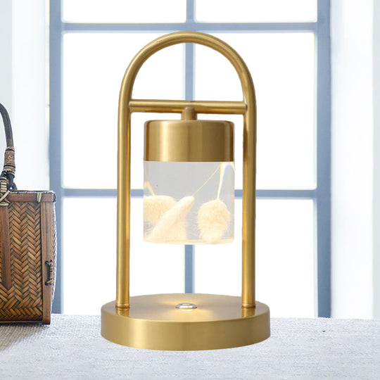 Nusakan - Simplicity Clear Glass Led Desk Light With U - Shaped Metal Frame Gold / Design 3