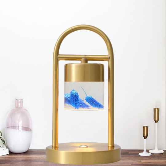 Nusakan - Simplicity Clear Glass Led Desk Light With U - Shaped Metal Frame Gold