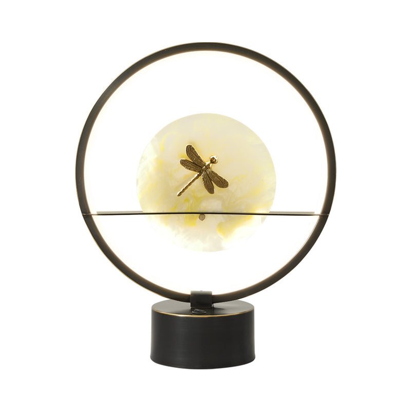 Alkaid - Dragonfly Inside Black Metal Led Desk Lamp