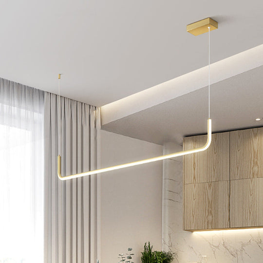 Lyla - Black/Gold Linear Pendant: Simple Led Multi Ceiling Light Gold / 35.5 Warm