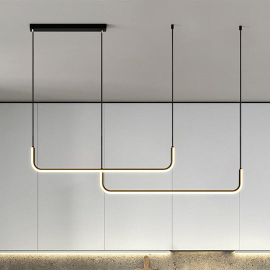 Lyla - Black/Gold Linear Pendant: Simple Led Multi Ceiling Light Black / 47 White