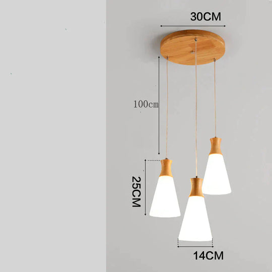 Nordic Restaurant Small Chandelier Solid Wood Creative Personality Japanese Single Head Bedside
