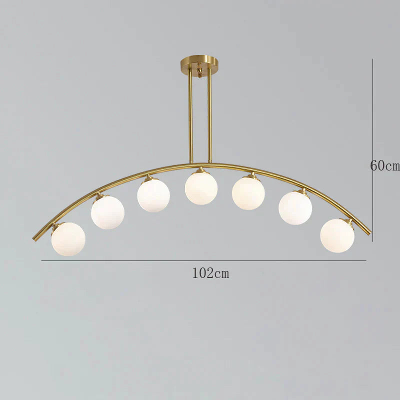 Nordic Restaurant Long Copper Chandelier Bar Minimalist Creative Personalized Glass Lamp Net Red