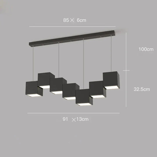 Simple Modern Bar Table Lamp Office Chandelier Designer Creative Geometric Dining Room Black / 7