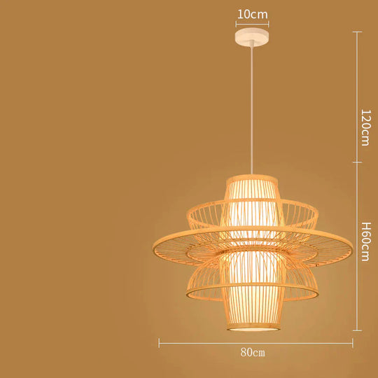 Bamboo Lanterns Restaurant Simple Tearoom Home Stay Chandelier As Show / Dia80Cm No Bulb Pendant