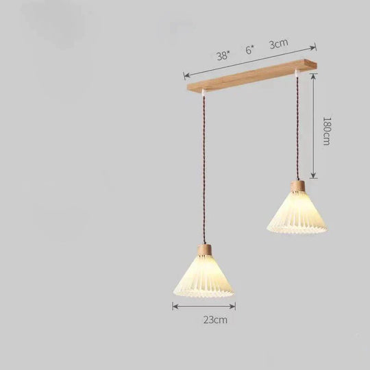 Nordic Pleated Bedside Chandelier Solid Wood Household Bedroom Dining Room B&B Minimalist Creative