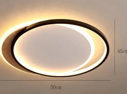 Ceiling Lamp Bedroom Creative Circular Modern Simple Study Nordic Home Warm Romantic Room Black / L