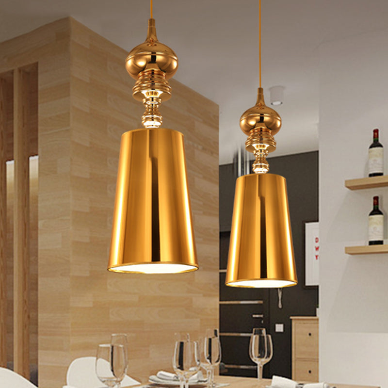 Ilaria - Metal Cone Pendulum Light Simplicity 1 Head Hanging Pendant In Silver/Gold 6/8/10 Wide