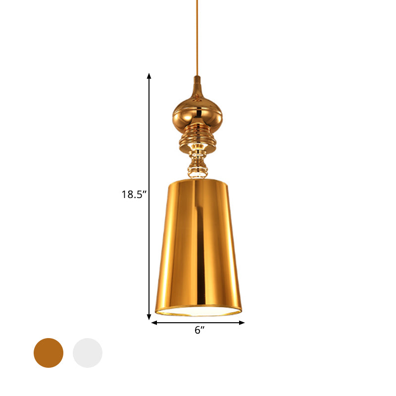 Ilaria - Metal Cone Pendulum Light Simplicity 1 Head Hanging Pendant In Silver/Gold 6/8/10 Wide