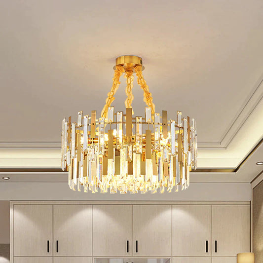 Clear Gold Crystal Hanging Pendant Chandeliers Ceiling Light