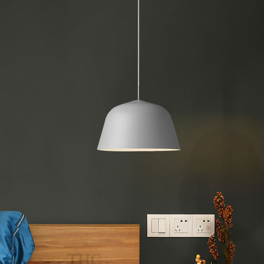 Nordic Style Dome Hanging Shade Ceiling 1 Light Metal Pendant Lamp In Black/Green For Bedroom