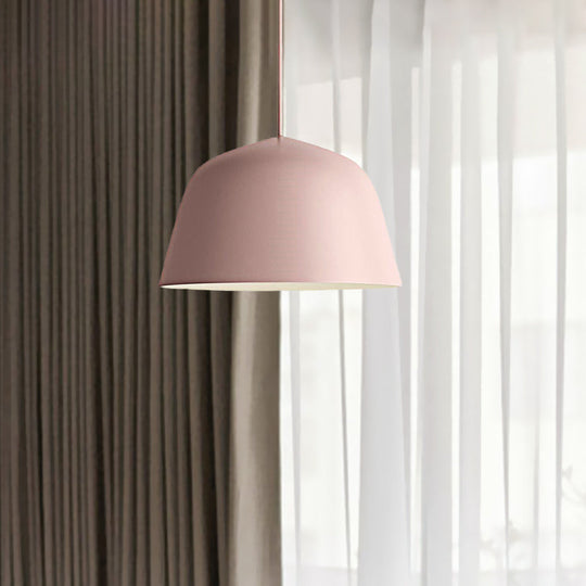 Nordic Style Dome Hanging Shade Ceiling 1 Light Metal Pendant Lamp In Black/Green For Bedroom