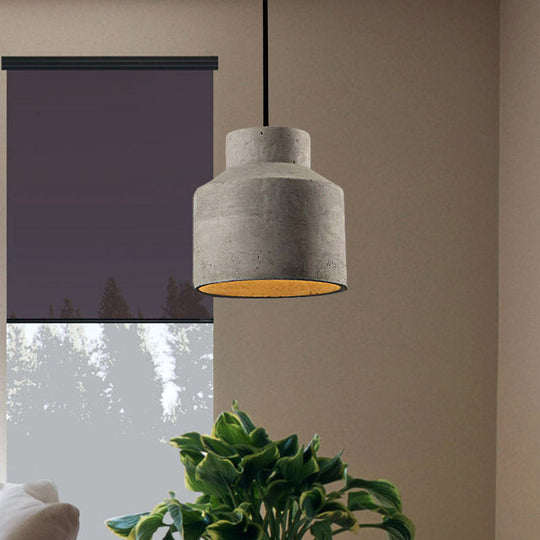 Adele - Industrial 1 Light Cement Pendant Lighting Adjustable Cord Grey