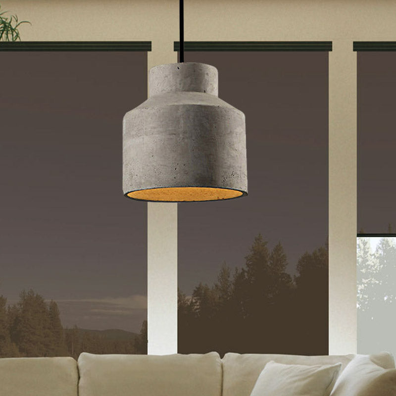 Adele - Industrial 1 Light Cement Pendant Lighting Adjustable Cord Grey