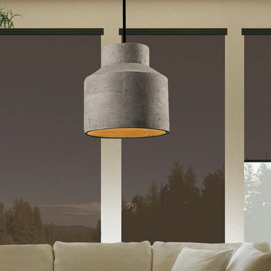 Adele - Industrial 1 Light Cement Pendant Lighting Adjustable Cord Grey
