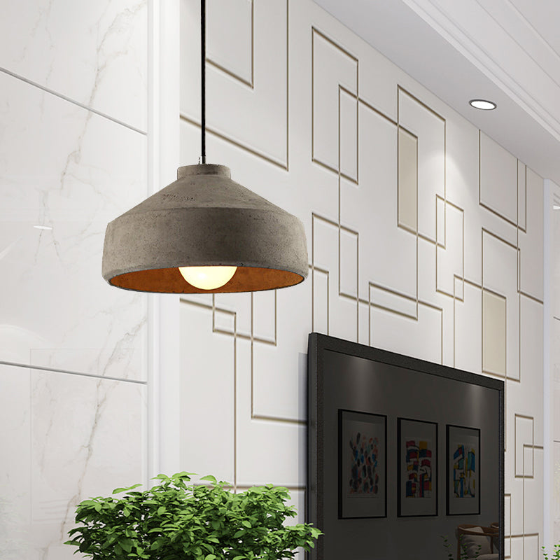 Adele - Industrial 1 Light Cement Pendant Lighting Adjustable Cord Grey