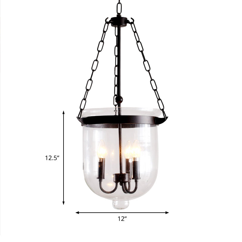 Birdun - Industrial 3 - Light Suspension Chandelier With Clear Glass Urn Shade