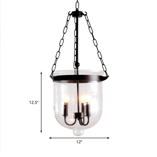 Birdun - Industrial 3 - Light Suspension Chandelier With Clear Glass Urn Shade