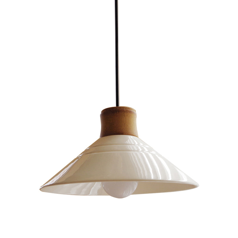Iris - White Conic Pendant Lamp Modern Style Ceramic 1 Light Hanging Fixture For Dining Room