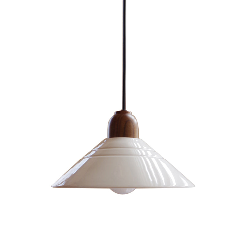 Iris - White Conic Pendant Lamp Modern Style Ceramic 1 Light Hanging Fixture For Dining Room