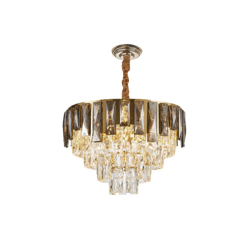 Contemporary Clear And Smoke Beveled Crystal Chandelier With 6 Lights