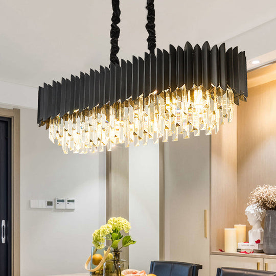 Crystal 6/8 - Ceiling Suspension Chandelier Lamp Light In Black Pendant Lighting
