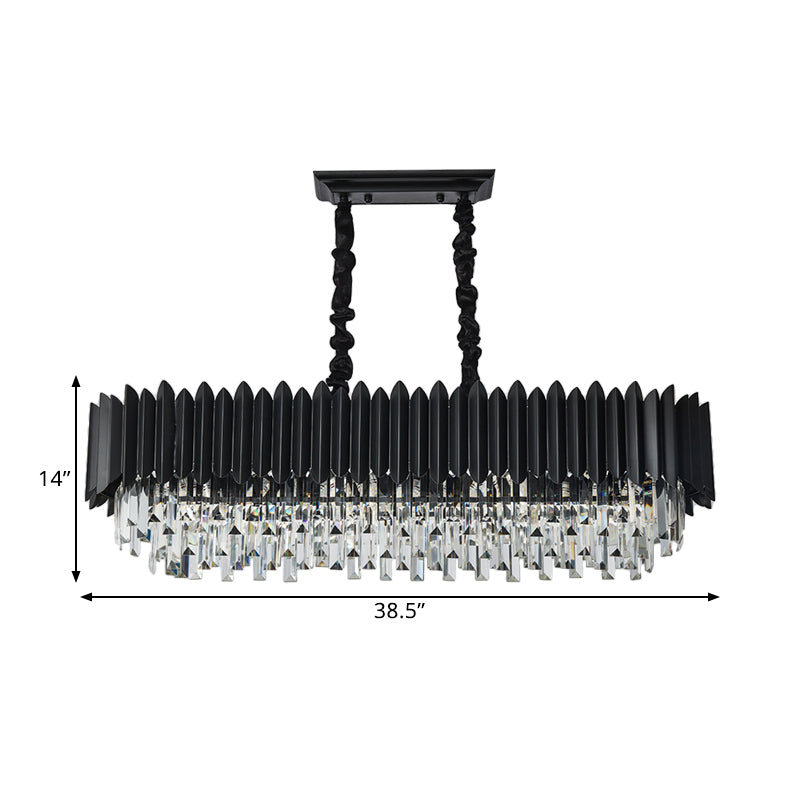Crystal 6/8 - Ceiling Suspension Chandelier Lamp Light In Black Pendant Lighting