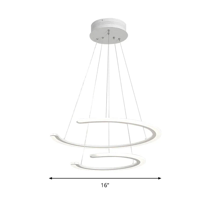 C Ring Dining Room Chandelier Acrylic Led 1/2/3 Light Postmodern Ceiling Pendant In