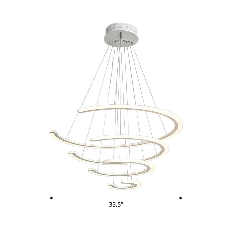 C Ring Dining Room Chandelier Acrylic Led 1/2/3 Light Postmodern Ceiling Pendant In