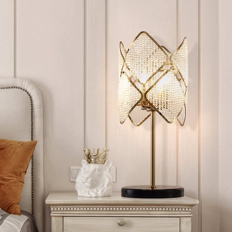 Rastaban - 1 - Clear Crystal Beads Gold/Chrome Table Light Rhombus 1 Head Contemporary Night Stand