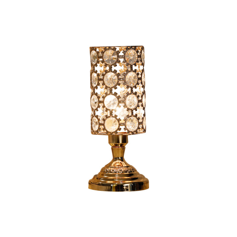 Viola - Modernism 1 Bulb Table Light With Crystal - Encrusted Shade Gold Tapered/Cylinder Reading