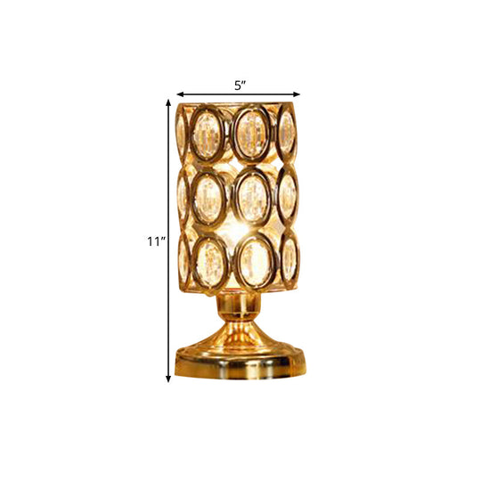 Viola - Modernism 1 Bulb Table Light With Crystal - Encrusted Shade Gold Tapered/Cylinder Reading
