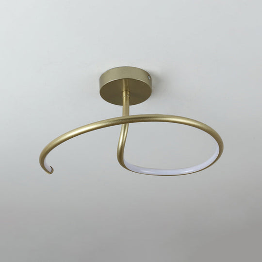 Golden Curl Led Flush Mount Ceiling Light Simple Acrylic 16’/19.5’ Wide Lighting Fixture