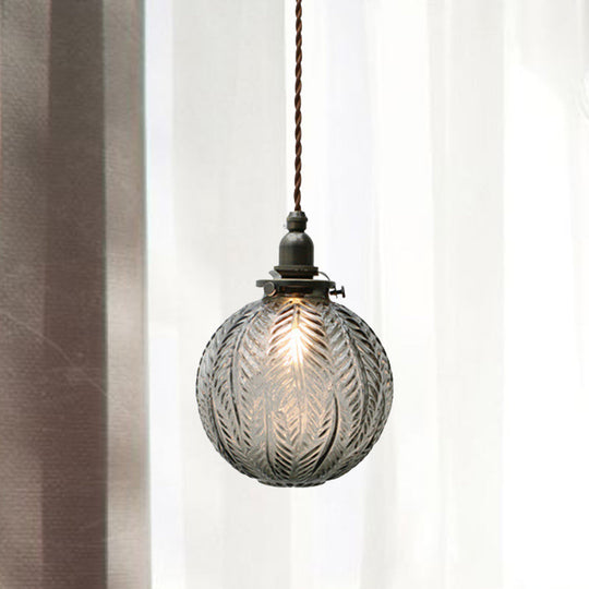 Mahasim - Colonial Global Pendant Light Fixture 1 - Head Clear/Smoke Gray Glass Hanging Lamp With