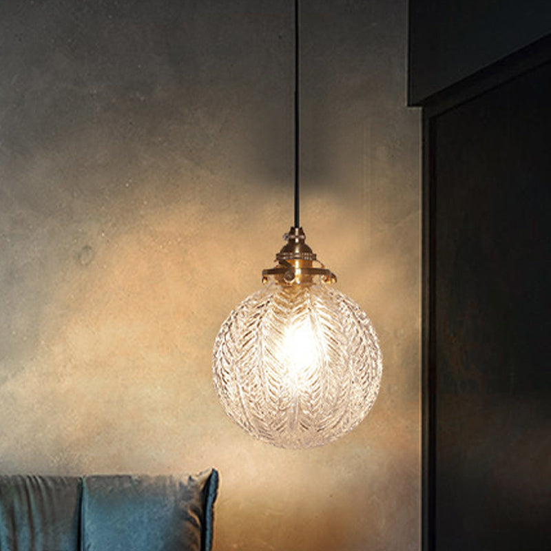 Mahasim - Colonial Global Pendant Light Fixture 1 - Head Clear/Smoke Gray Glass Hanging Lamp With