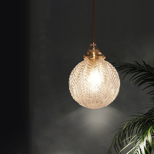 Mahasim - Colonial Global Pendant Light Fixture 1 - Head Clear/Smoke Gray Glass Hanging Lamp With