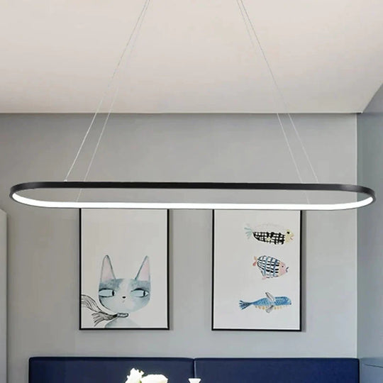 Minimalist Black Pendant Light With Rectangular Curved Acrylic Frame