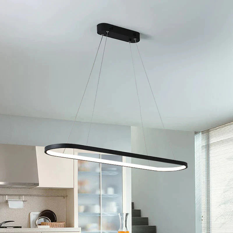 Minimalist Black Pendant Light With Rectangular Curved Acrylic Frame