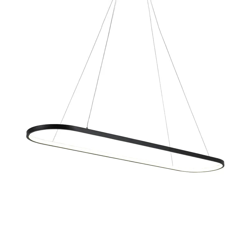 Minimalist Black Pendant Light With Rectangular Curved Acrylic Frame