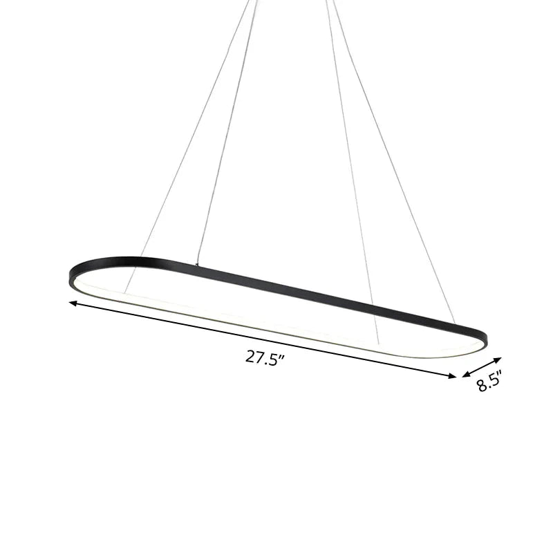 Minimalist Black Pendant Light With Rectangular Curved Acrylic Frame
