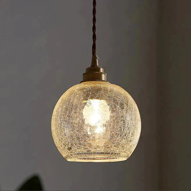Dining Hall Lamp Retro Simple Brass Glass Ball Small Chandelier Personality Hotel Bedside Pendant