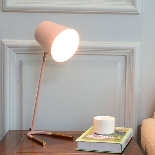 Athena - Pink/Green Tapered Nightstand Light Macaron 1 Head Iron Table Lighting With Swivelable