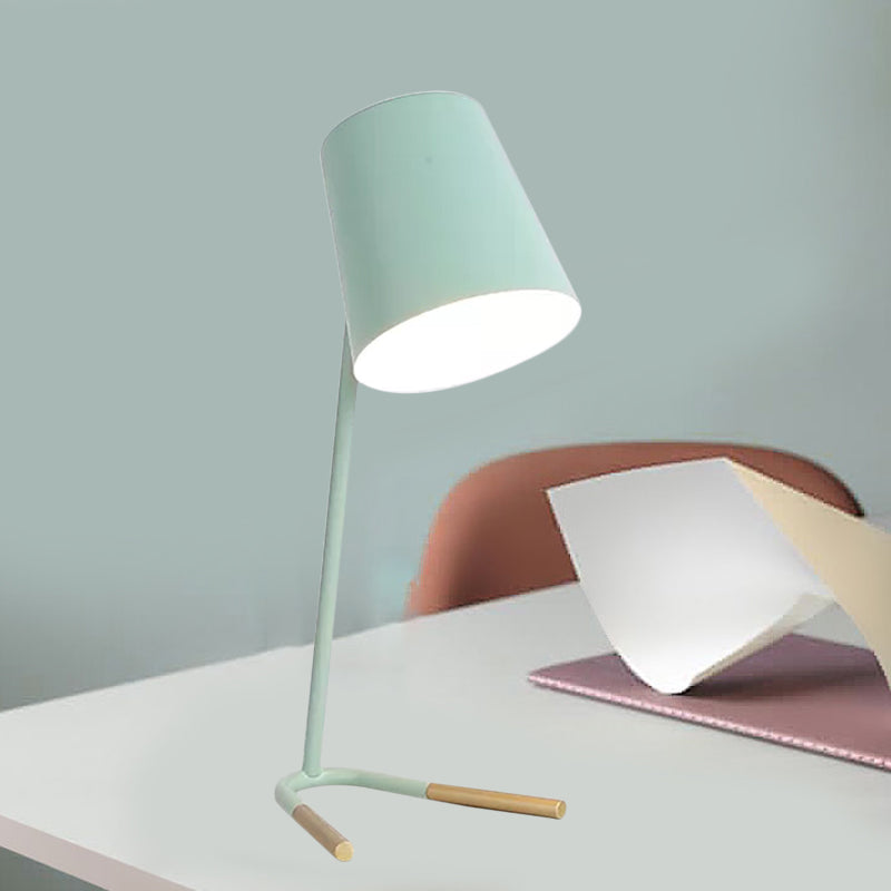 Athena - Pink/Green Tapered Nightstand Light Macaron 1 Head Iron Table Lighting With Swivelable